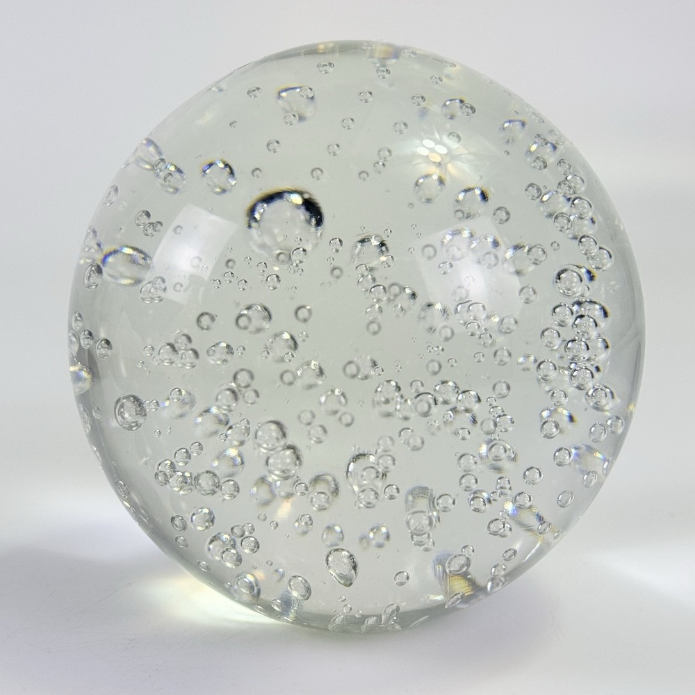 Vtg Godinger Silver Art‎ Co Clear Glass Bubble Paperweight Sphere Orb GSA 4"